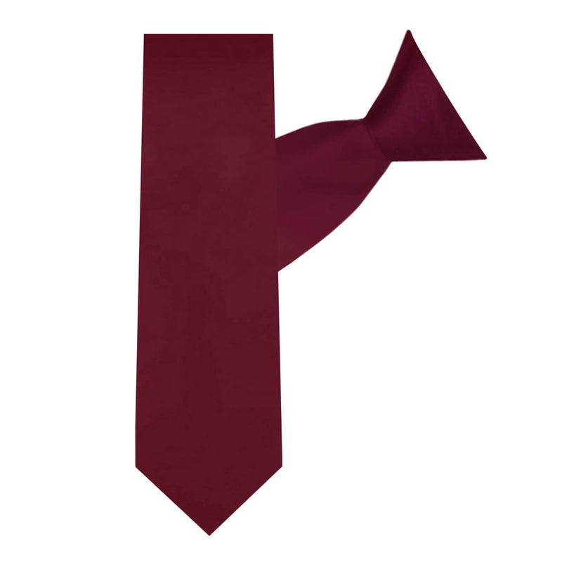 Jacob Alexander Boy's 14" Solid Pre-Tied Clip-On Neck Tie for Kids Formal Wedding Graduation School Uniforms - Burgundy - Image 2